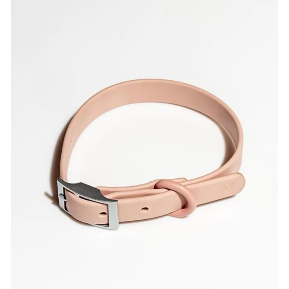 Blush Pink Silicone Dog Collar with Silver Buckle